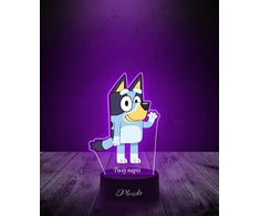 Plexido Naktinė lempa su spaudiniu Bluey Mėlyna Fairy Tale Padovanokite savo graviruotą vardo šviesos diodą