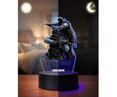 Plexido Naktinė lemputė CS:GO Games Anti-terrorists CS 2 3D LED kompiuterinis žaidimas CT ginklas