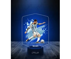 Plexido Naktinės lempos futbolininkas Lionelis Messi kamuolys Argentina Jūsų vardas LED 3D dovana
