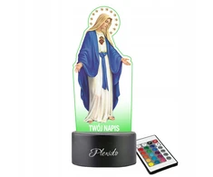 Plexido Naktinis šviestuvas su religiniu spaudiniu Dievo Motina Marija, jūsų 3D LED graviravimas