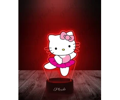 Plexido Personalizuota 3d Led Naktinė Lempa "hello Kitty Baletas" su vardu