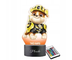 Plexido Vaikiška naktinė lempa su spaudiniu Paw Patrol griuvėsių dovanų 3D LED graviravimu