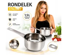 Plieninis pieno puodas, nerūdijančio plieno puodas su rankena, dujų indukcija, 1,5l