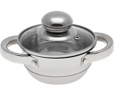 Plieninis PUODAS 9x DUGNIS su DANGIU 0,6L 12cm INDUKCINĖS dujos 2560