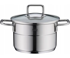 Plieninis puodas su dangčiu, aukštas, Silit Extra Cook, mažas, 14 cm, 1,3l, indukcinis