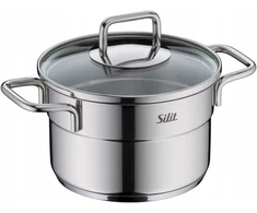 Plieninis puodas su dangčiu, aukštas, Silit Extra Cook, mažas, 14 cm, 1,3l, indukcinis
