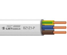 Plokščias monolitinis behalogeninis kabelis LIETKABELIS, 3 x 1,5 mm², DCA klasė, 100 m