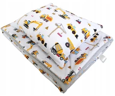 Pluszowe Sowkowo Darželio patalynė 100x135 geltoni ekskavatoriai 5 vnt Bob + muslin