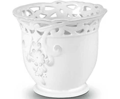 Polnix Dekoratyvinis gėlių vazonas Lisbon D17cm/H15cm baltas/keraminis