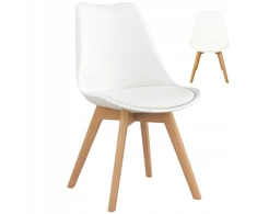 Polomeble Balta skandinaviška kėdė su pagalve buko kojomis virtuvėje Living Room Deluxe