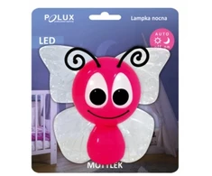 Polux NAKTINIS LEMPAS VAIKAMS KONTAKTINEI BUTTERFLY LED Rožinis 8lm 0,4W