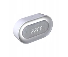 Polux Sanico Goldlux lampka stołowa nocna su budzikiem KAJA LED balta 328137