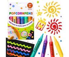 Popcorn Pens 3D žymekliai auginimo žymekliai PUFF efektas 6 vnt