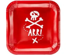 PartyDeco Popierinės lėkštutės "Pirates party" 6vnt 20 cm