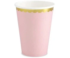 Popierinės stiklinės PartyDeco 220ml/Ø7.4cm/6vnt. rožinės/aukso sp.