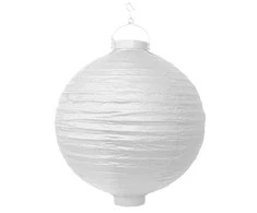 Party Deco Popierinis žibintas PartyDeco Ø30cm/2xAAA baltas