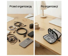 „Powerbank“ įkroviklių laikiklis, kelioninis kabelių, diskų dėklas, dvisluoksnis