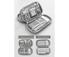 „Powerbank“ įkroviklių laikiklis, kelioninis kabelių, diskų dėklas, dvisluoksnis