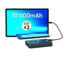 PORT CONNECT | Išorinė USB-C baterija PD, belaidis Qi2 | 10000 mAh | Mėlyna