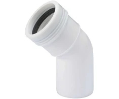 PP HT vidaus kanalizacijos alkūnė PIPELIFE, DN32, 45°, baltos sp.