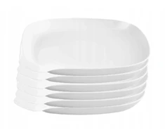 Practic 6 x daugkartinio naudojimo plastikinių turistinių lėkščių rinkinys iškylai, baltas, 26 cm