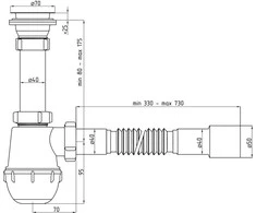 Praustuvo sifonas ANI GROT A 0115 EU, žarna, 1 1/2 x 40