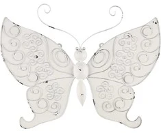 Prie sienos tvirtinamas sodo dekoras Drugelis 4Living 48x41cm baltas