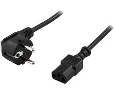 Prietaiso kabelis DELTACO įžemintas, LSZH, 2m, kampinis CEE 7/7 į tikrai IEC 60320 C13, max 250V/10A, juodas / DEL-109-LSZH