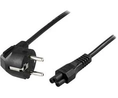 Prietaiso kabelis DELTACO įžemintas, LSZH,2m, kampinis CEE 7/7 į tikrai IEC 60320 C5, max 250V/10A, juodas / DEL-109NA-LSZH