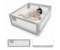 PRIMABOBO apsauginis bėgelis lovai CLASSIC 200x180cm 3 vnt Sulankstomas PILKA