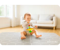 PRIMABOBO Dvipusis sulankstomas putplasčio kilimėlis 120x180 vaikams Elephant Pilkas