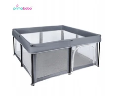 PRIMABOBO Kūdikių maniežas TINA Sulankstomas kelioninis Didelis 126x126cm Pilka