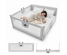 PRIMABOBO lovos apsauginis turėklas BEAR 200x180cm 3 vnt Sulankstomas PILKA