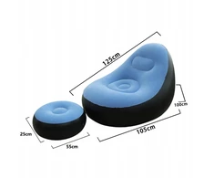 Pripučiama paplūdimio sofa, pripučiama kėdė su atrama kojoms, pripučiamas šezlongas