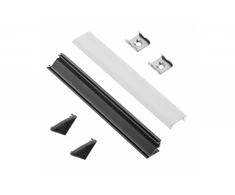 Aliuminio profilis LED juostai EUROLIGHT, kampinis, juodos spalvos, 1m kompl