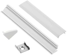 Aliuminio profilis LED juostai EUROLIGHT, kampinis, baltos spalvos, 2m kompl