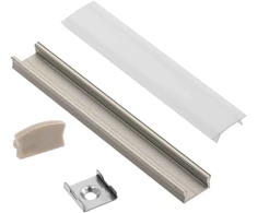 Aliuminio profilis LED juostai EUROLIGHT, virštinkinis, pilkos spalvos, 2m kompl