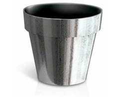 Prosperplast Dekoratyvinis gėlių vazonas Chrome Cube D14cm/H12.4cm sidabro sp./plastikinis