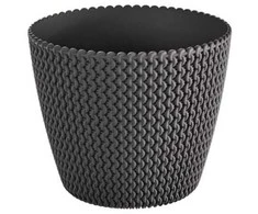 Prosperplast Dekoratyvinis gėlių vazonas Splofy D13cm H10.8cm plastikinis/t.pilkas