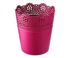 Prosperplast Dekoratyvinis gėlių vazonas Lace D11.2cm/H13cm rožinis/plastikinis
