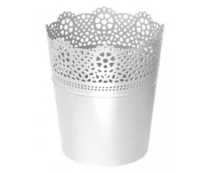 Prosperplast Dekoratyvinis gėlių vazonas Lace D13.5cm/H15.5cm baltas/plastikinis