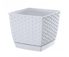 Prosperplast Dekoratyvinis gėlių vazonas Ratolla Square D25cm/H22cm baltas