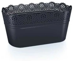 Prosperplast Dekoratyvinis gėlių vazonas Lace 28.5x13.5x15.5cm juodas/plastikinis
