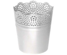 Prosperplast Dekoratyvinis gėlių vazonas Lace D16cm/H18.5cm baltas/plastikinis