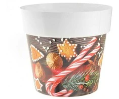Prosperplast Dekoratyvinis gėlių vazonas IML D14cm H12.8cm plast./kalėd.motyvai