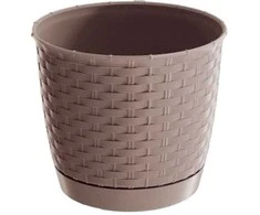 Prosperplast Dekoratyvinis gėlių vazonas Ratolla Round D14.5cm/H12.7cm šviesiai rudas