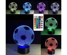 Przydasiepl LED 3D FUTBOLO LEMPAS, DEKORATYVINĖ VAIKŲ STALO, USB + NUOTOLINIO PULTAS