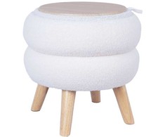 Fotelis Home4You Pufas su daiktadėže HANA Balta D40xH41cm
