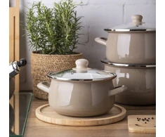 Puodas 1,3 l Emaliuotas puodas, dujų indukcija, su Altom Design taupe dangčiu