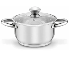 PUODAS indukcinės dujos su dangčiu MAŽAS PLIENAS Nerūdijantis plienas Tadar Cori 16cm 1,8l